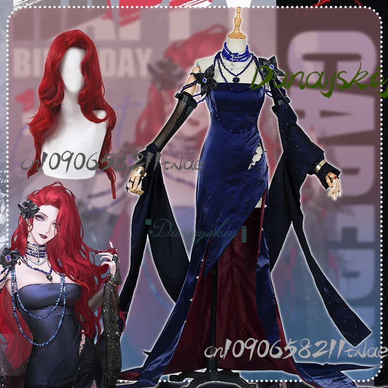 Game Paath To Nowhere Cabernet Cosplay Costume Gorgeous Tight Fishtail Dress Deep Red Curly Wig Halloween Carnival Party
Game Paath To Nowhere Cabernet Cosplay Costume Gorgeous Tight Fishtail Dress Deep Red Curly Wig Halloween Carnival Party