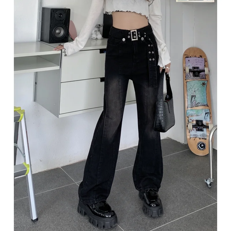 Women Black Jeans Belt High Waist American Wide Leg Pants Fashion Y2K Baggy Vintage Female 2023 Autumn NEW Straight Trousers
Women Black Jeans Belt High Waist American Wide Leg Pants Fashion Y2K Baggy Vintage Female 2023 Autumn NEW Straight Trousers