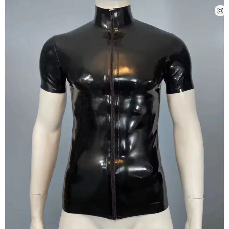 Rubber Latex T-shirt with Front Zipper and Short Sleeves
Rubber Latex T-shirt with Front Zipper and Short Sleeves