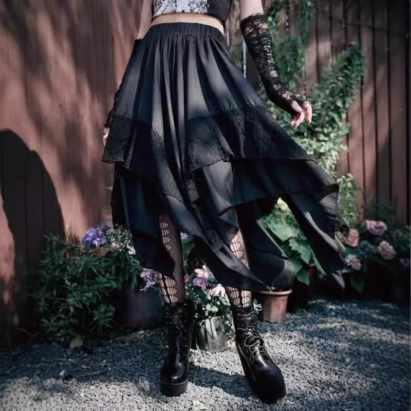 Punk Style Lace Skirt Dark Color Half-length A-Line Skirt Women's Fashion Spring Collection Neutral Design Special Fabric
Punk Style Lace Skirt Dark Color Half-length A-Line Skirt Women's Fashion Spring Collection Neutral Design Special Fabric