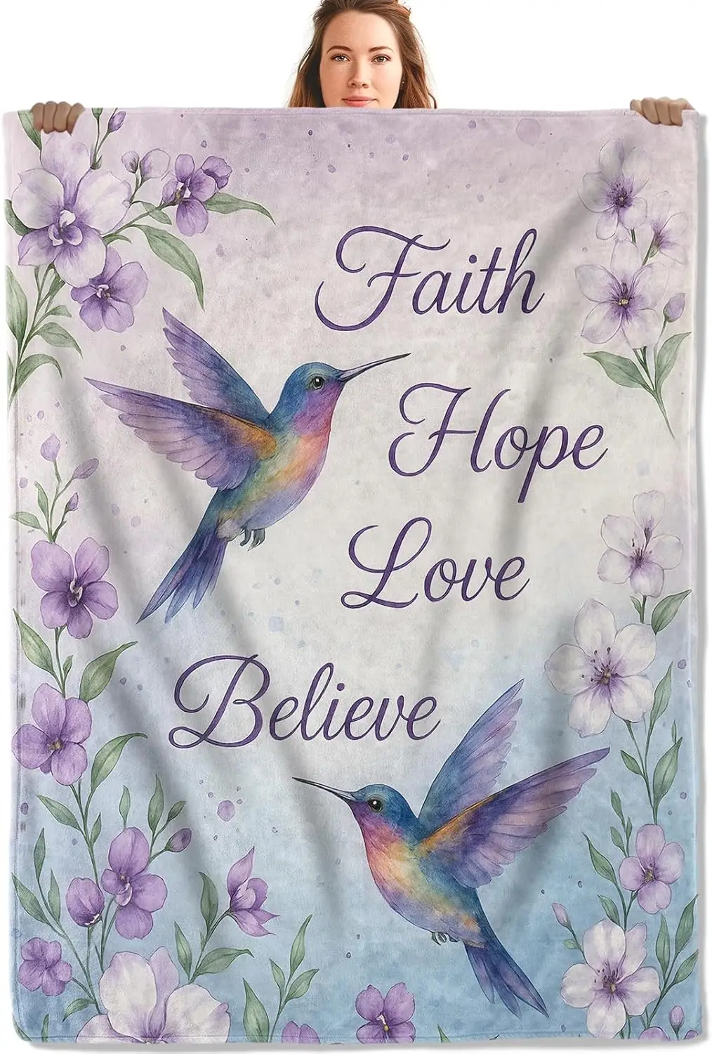 Purple Hummingbird with Floral Pattern Fleece Blanket Inspirational Quote Soft Warm Throw Interior Decoration Bedding Cover
Purple Hummingbird with Floral Pattern Fleece Blanket Inspirational Quote Soft Warm Throw Interior Decoration Bedding Cover
