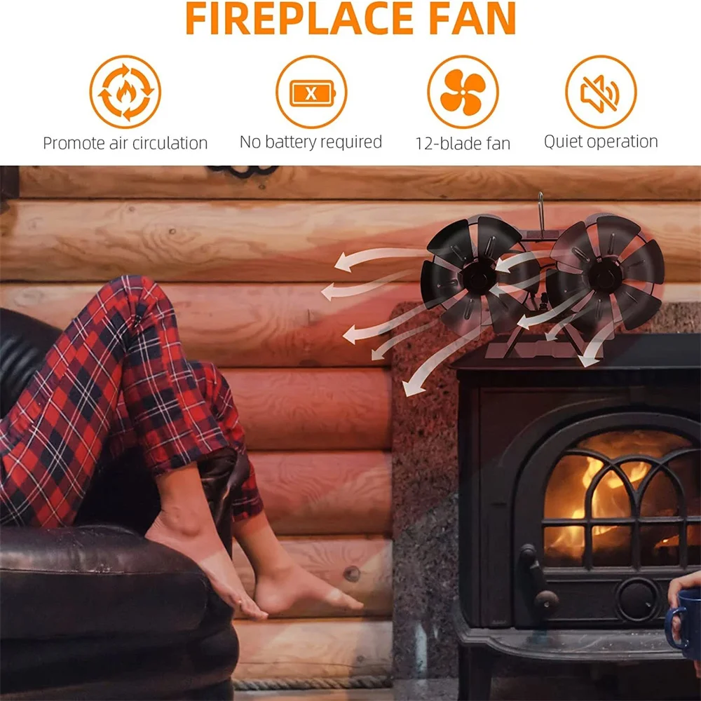 LT446 Dual Head Fireplace Fan Quiet Operating 180-220CFM 1400rpm Aluminum Alloy 6 Blade Heat Powered Wood Stove Fan
LT446 Dual Head Fireplace Fan Quiet Operating 180-220CFM 1400rpm Aluminum Alloy 6 Blade Heat Powered Wood Stove Fan