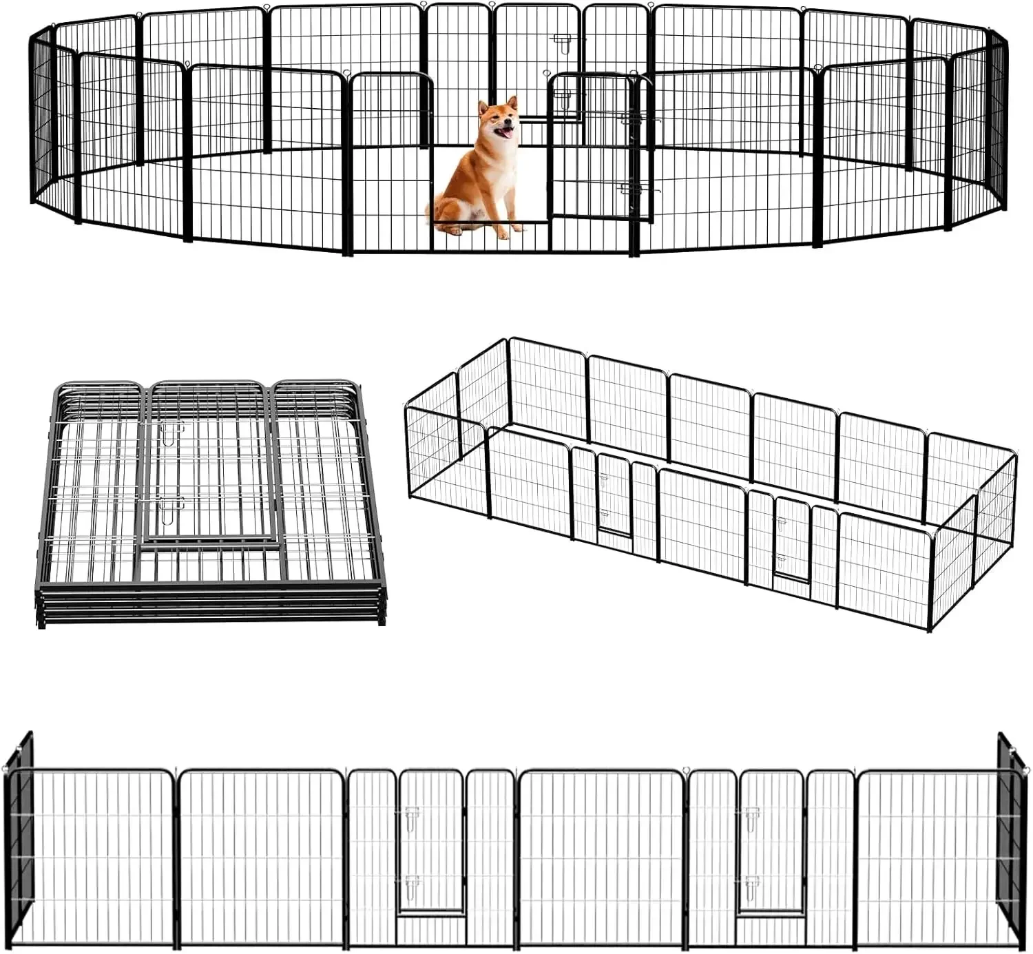 Dog Playpen 16 Panels 32" Height Foldable Heavy Duty Metal Dog Exercise Playpen Puppy Fence for Indoor Outdoor Yard
Dog Playpen 16 Panels 32" Height Foldable Heavy Duty Metal Dog Exercise Playpen Puppy Fence for Indoor Outdoor Yard