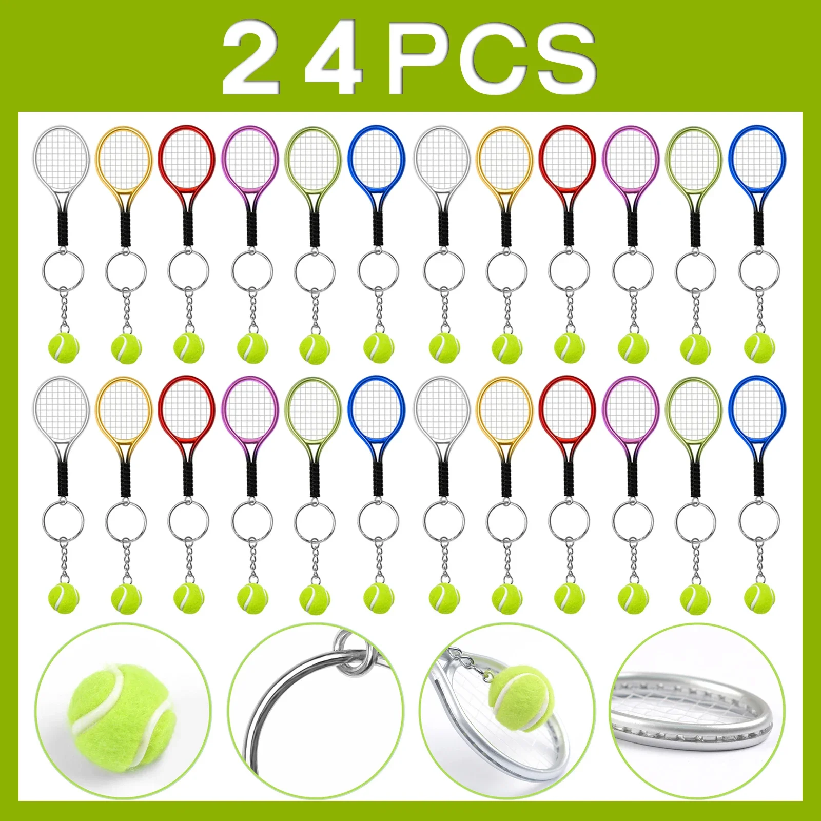 24Pcs Mini Tennis Ball and Racket Model Keychain Metal Novelty Handbag Lover Sport
24Pcs Mini Tennis Ball and Racket Model Keychain Metal Novelty Handbag Lover Sport
