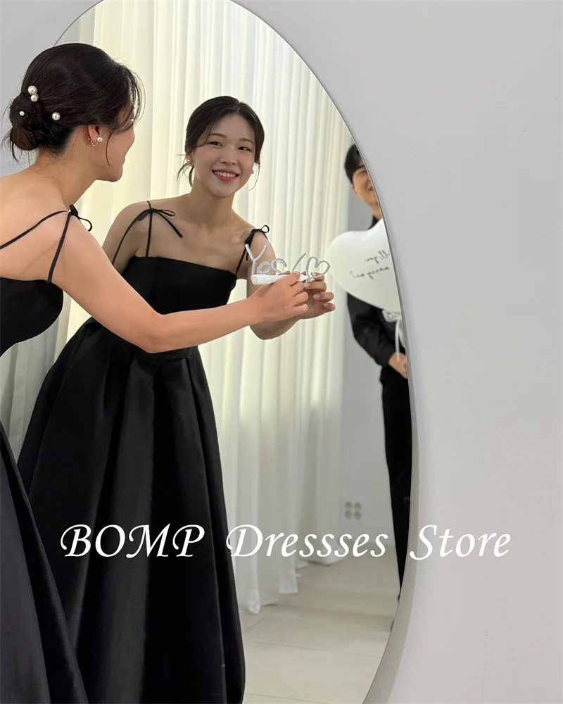 BOMP Simple Black Evening Dresses Korea Wedding Photo shoot Adjustable Straps Taffeta Formal Party Dress Corset Back Customized
BOMP Simple Black Evening Dresses Korea Wedding Photo shoot Adjustable Straps Taffeta Formal Party Dress Corset Back Customized