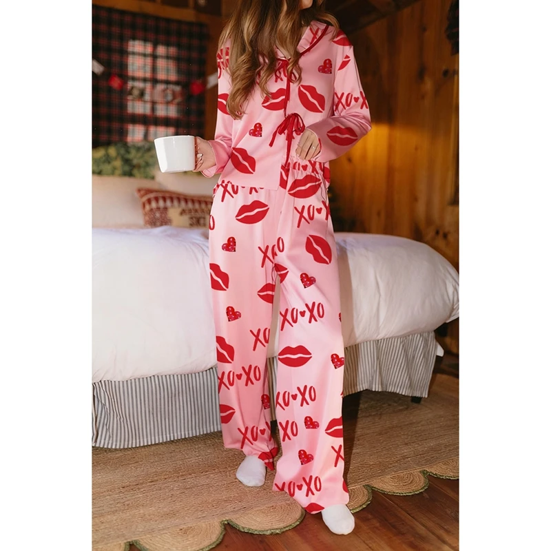 HEZIOWYUN Women's Valentine's Day Satin Silky Pajamas Set Long Sleeve Lapel Heart Lip Print Shirt +Elastic Waist Pants Sleepwear
HEZIOWYUN Women's Valentine's Day Satin Silky Pajamas Set Long Sleeve Lapel Heart Lip Print Shirt +Elastic Waist Pants Sleepwear