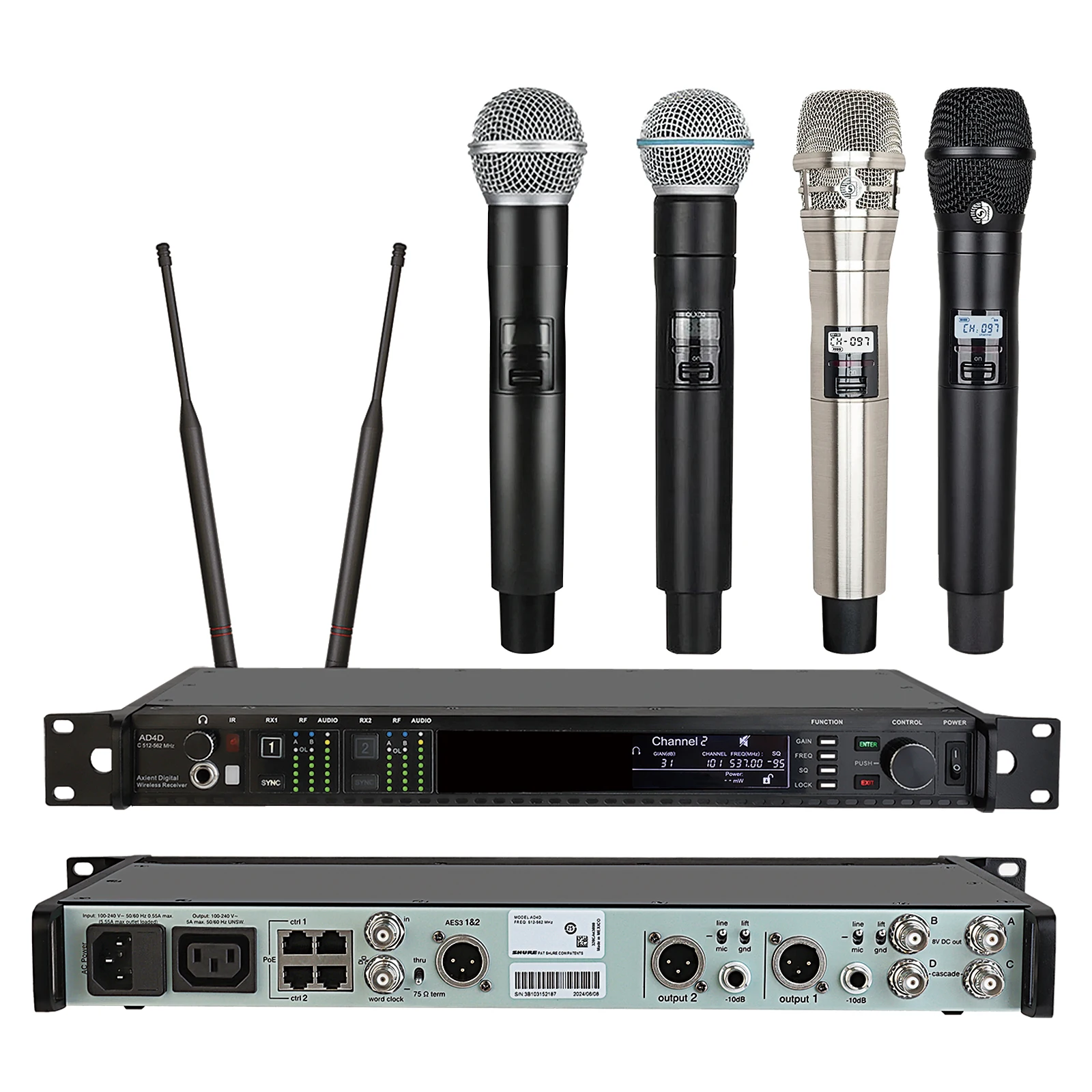 HGAUDIO AD4D Professional Wirless Microphone KSM11/SM/BETA58 Cascade 8V To UA845 500/600MHz Diversity
HGAUDIO AD4D Professional Wirless Microphone KSM11/SM/BETA58 Cascade 8V To UA845 500/600MHz Diversity