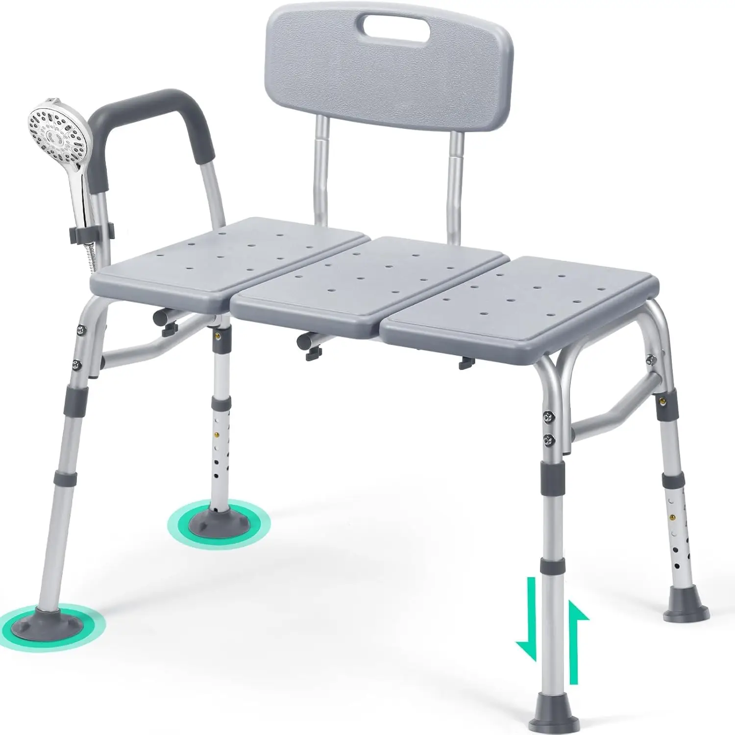 Height Adjustable Tub Transfer Bench with Backrest, Shower Chair for Elderly, Gray
Height Adjustable Tub Transfer Bench with Backrest, Shower Chair for Elderly, Gray