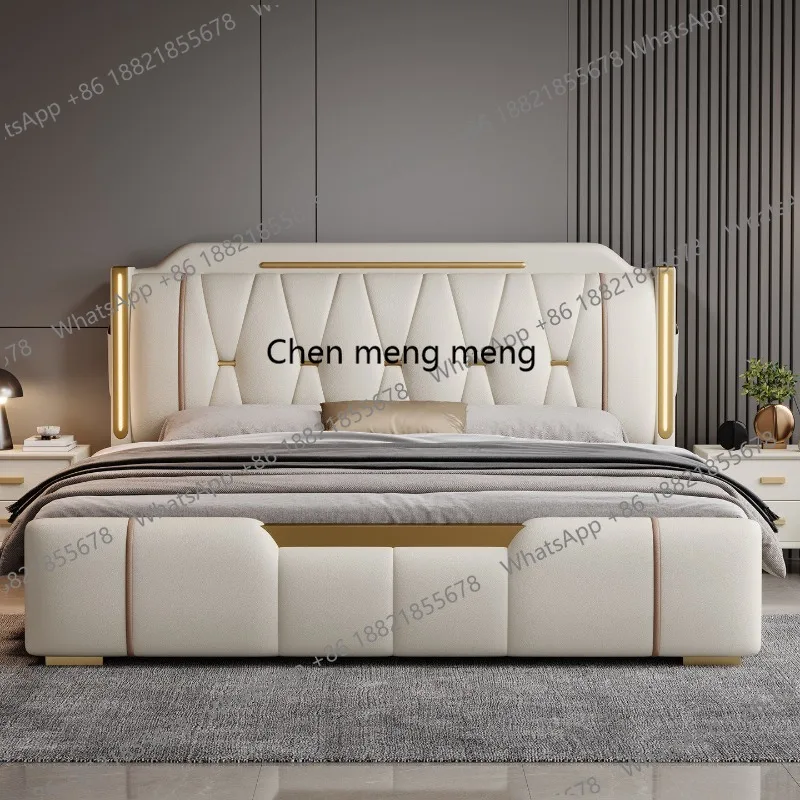 New Italian leather bed master bedroom high-end atmosphere double first layer cowhide advanced storage bed
New Italian leather bed master bedroom high-end atmosphere double first layer cowhide advanced storage bed