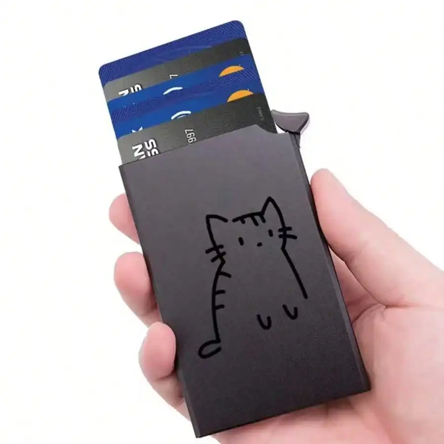 Slim RFID-Blocking Aluminum Wallet For Men & Women - Black With Cute Cat Design Pop-Up Card Holder Anti-Theft Protection Ideal For Business Credit Cards Small Wallet For Women Wallet Mini Wallet Purse Wallet Card Wallet
Slim RFID-Blocking Aluminum Wallet For Men & Women - Black With Cute Cat Design Pop-Up Card Holder Anti-Theft Protection Ideal For Business Credit Cards Small Wallet For Women Wallet Mini Wallet Purse Wallet Card Wallet
