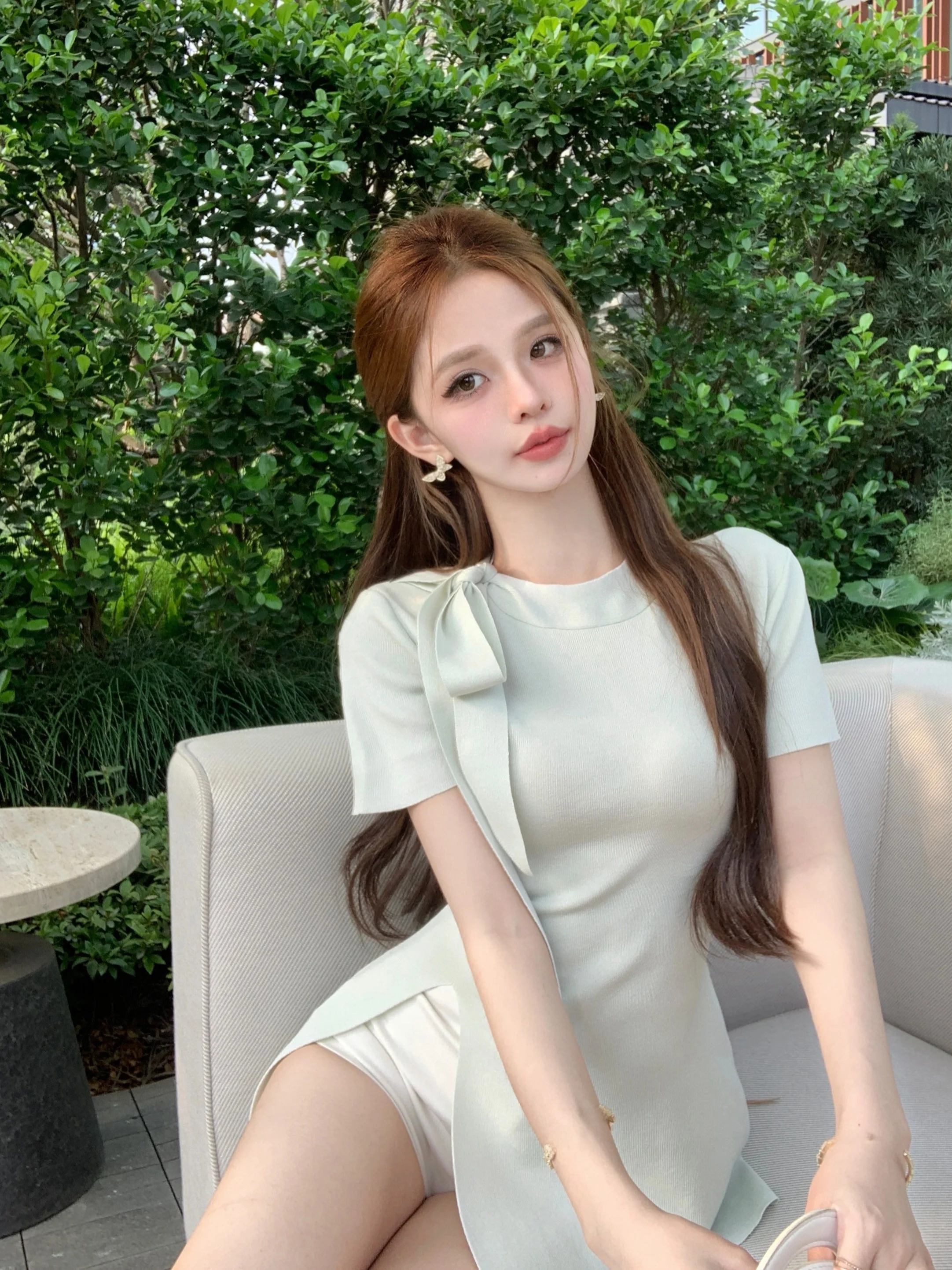 Sweet Knot Soft Cozy Knitted Top Summer Sexy Pure Desire Short Sleeve T-Shirt Korean Style Slim Fit Commute Style
Sweet Knot Soft Cozy Knitted Top Summer Sexy Pure Desire Short Sleeve T-Shirt Korean Style Slim Fit Commute Style