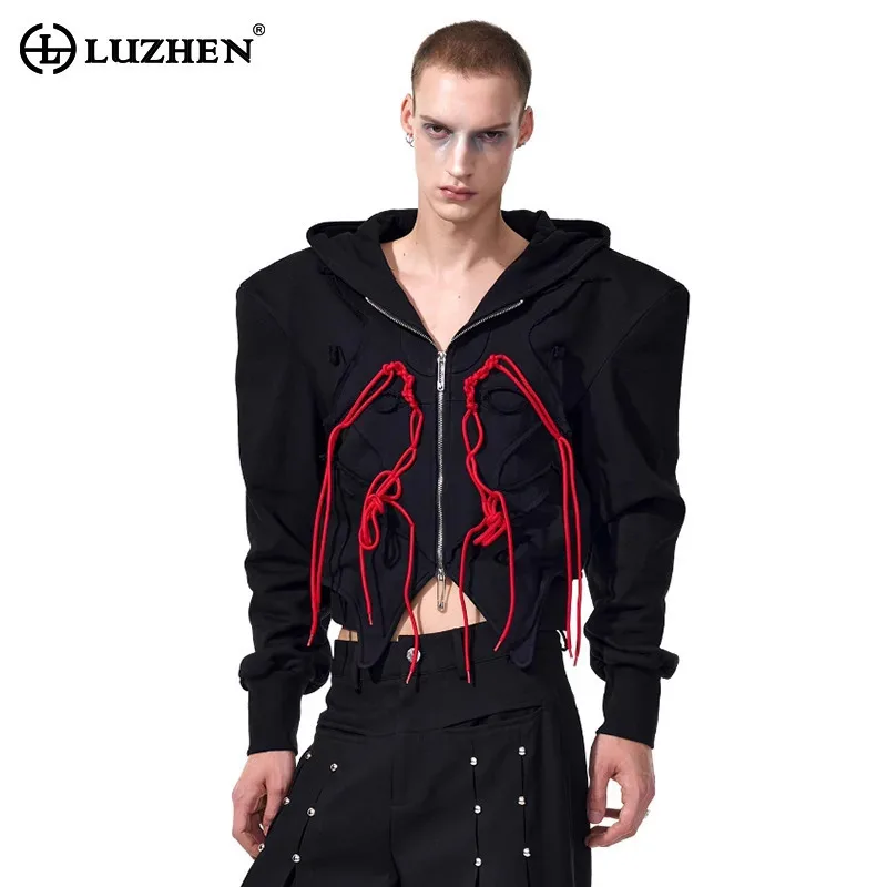 LUZHEN Ribbon Patchwork Decorate Shoulder Pad Hooded Zipper Coat Men's Original High Street Fashion Personalized Jacket JY3874
LUZHEN Ribbon Patchwork Decorate Shoulder Pad Hooded Zipper Coat Men's Original High Street Fashion Personalized Jacket JY3874