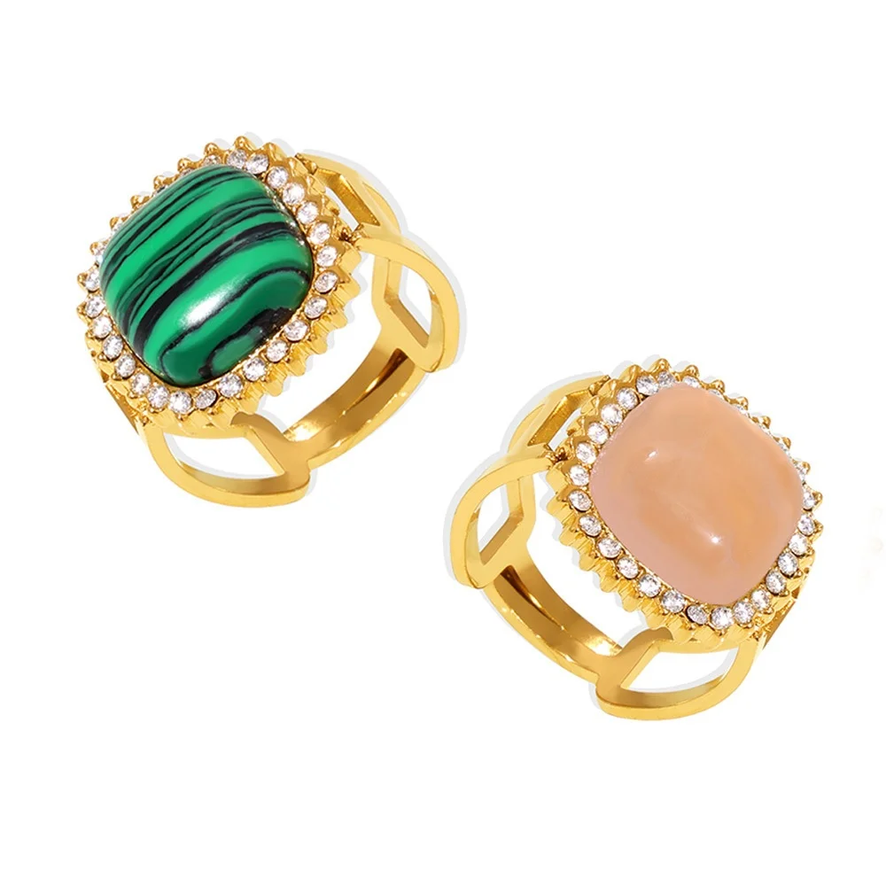 3pcs Modern Hot-sale Stainless Steel Natural Malachite/Pink Quartz/Crystal Cushion CZ Chunky Rings Solitaire Wateproof Jewelry
3pcs Modern Hot-sale Stainless Steel Natural Malachite/Pink Quartz/Crystal Cushion CZ Chunky Rings Solitaire Wateproof Jewelry