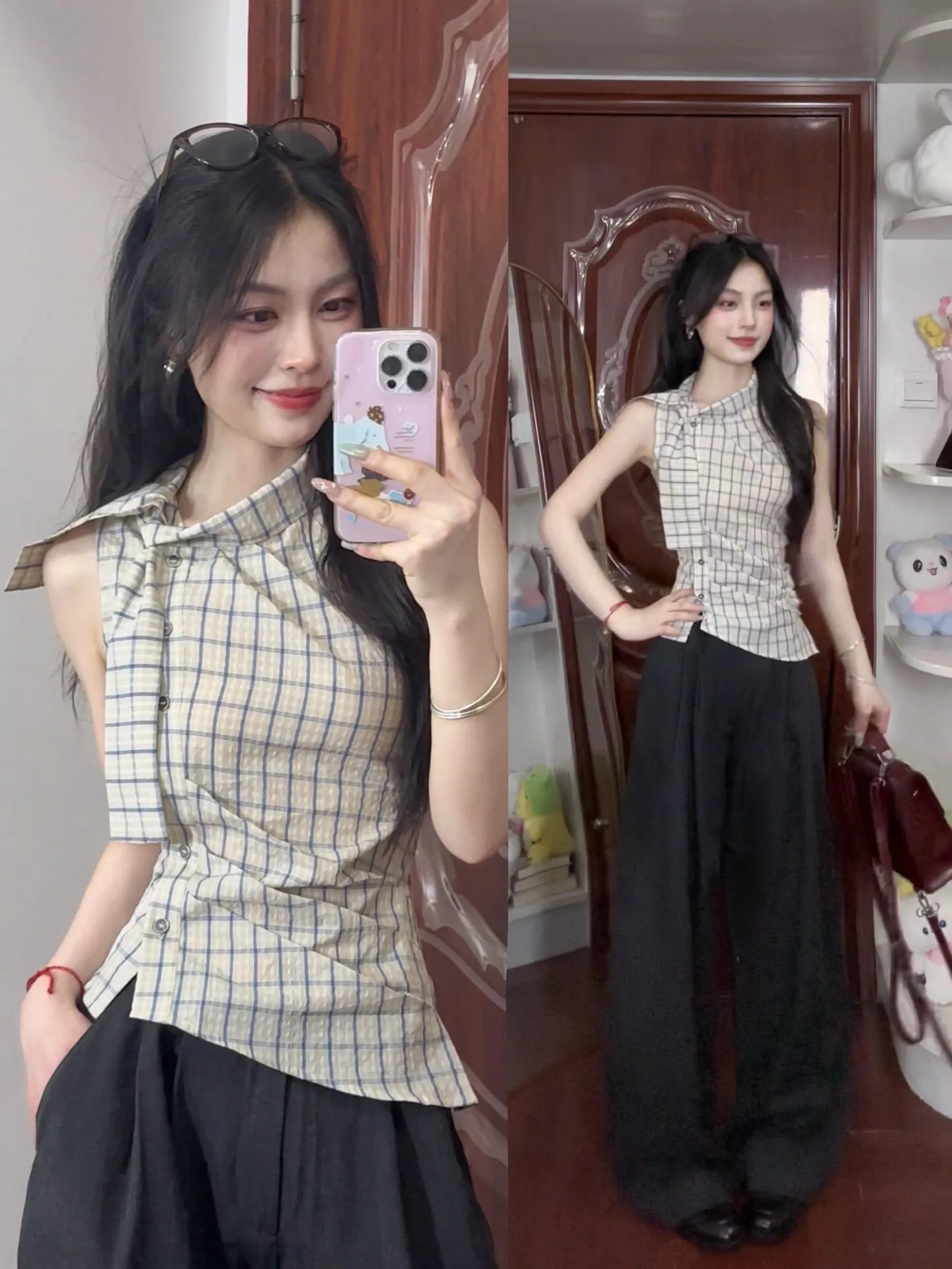 Korean Style Asymmetric Plaid Tie Waist Sleeveless Vest Women's Summer Design Slimming Commute Shirt Cotton Linen Material
Korean Style Asymmetric Plaid Tie Waist Sleeveless Vest Women's Summer Design Slimming Commute Shirt Cotton Linen Material