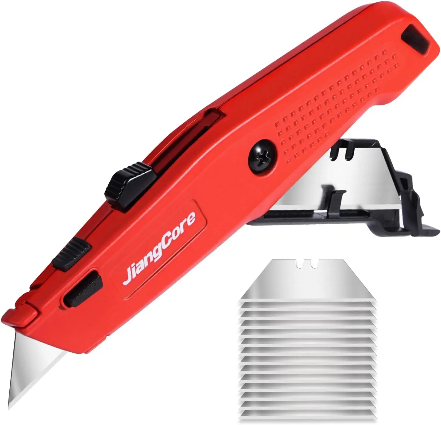 Premium Utility Knife with 14 Blades - Heavy Duty Retractable Work Knife, Precision Cutting for DIY, Cardboard, Packaging - Ergo
Premium Utility Knife with 14 Blades - Heavy Duty Retractable Work Knife, Precision Cutting for DIY, Cardboard, Packaging - Ergo
