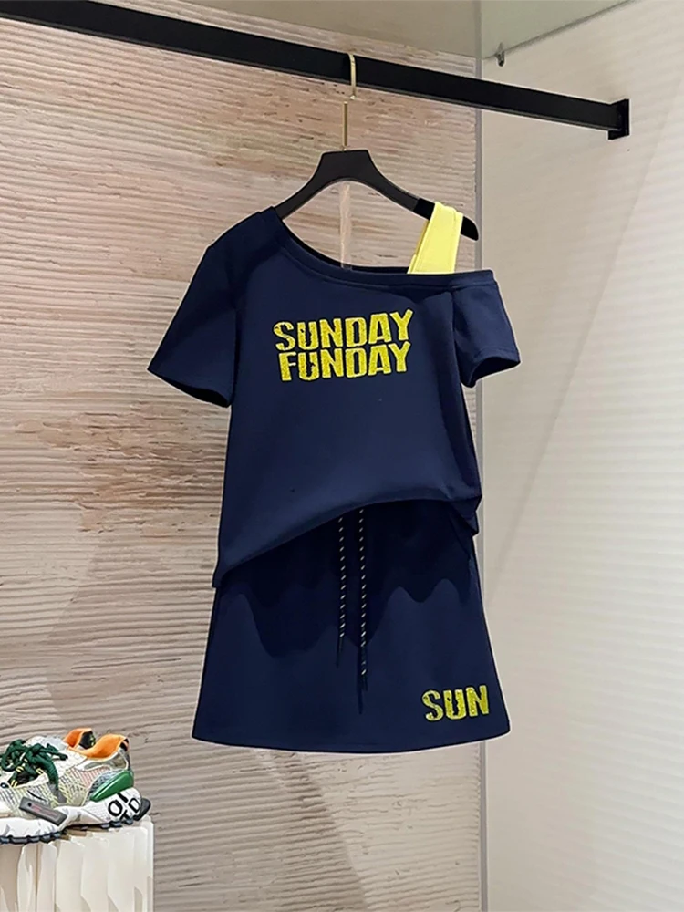 Korean Style Casual Set Women's Summer Color Block Print Shoulder Bared Short Sleeve T-Shirt A-Line Skirt Two-Piece Set
Korean Style Casual Set Women's Summer Color Block Print Shoulder Bared Short Sleeve T-Shirt A-Line Skirt Two-Piece Set