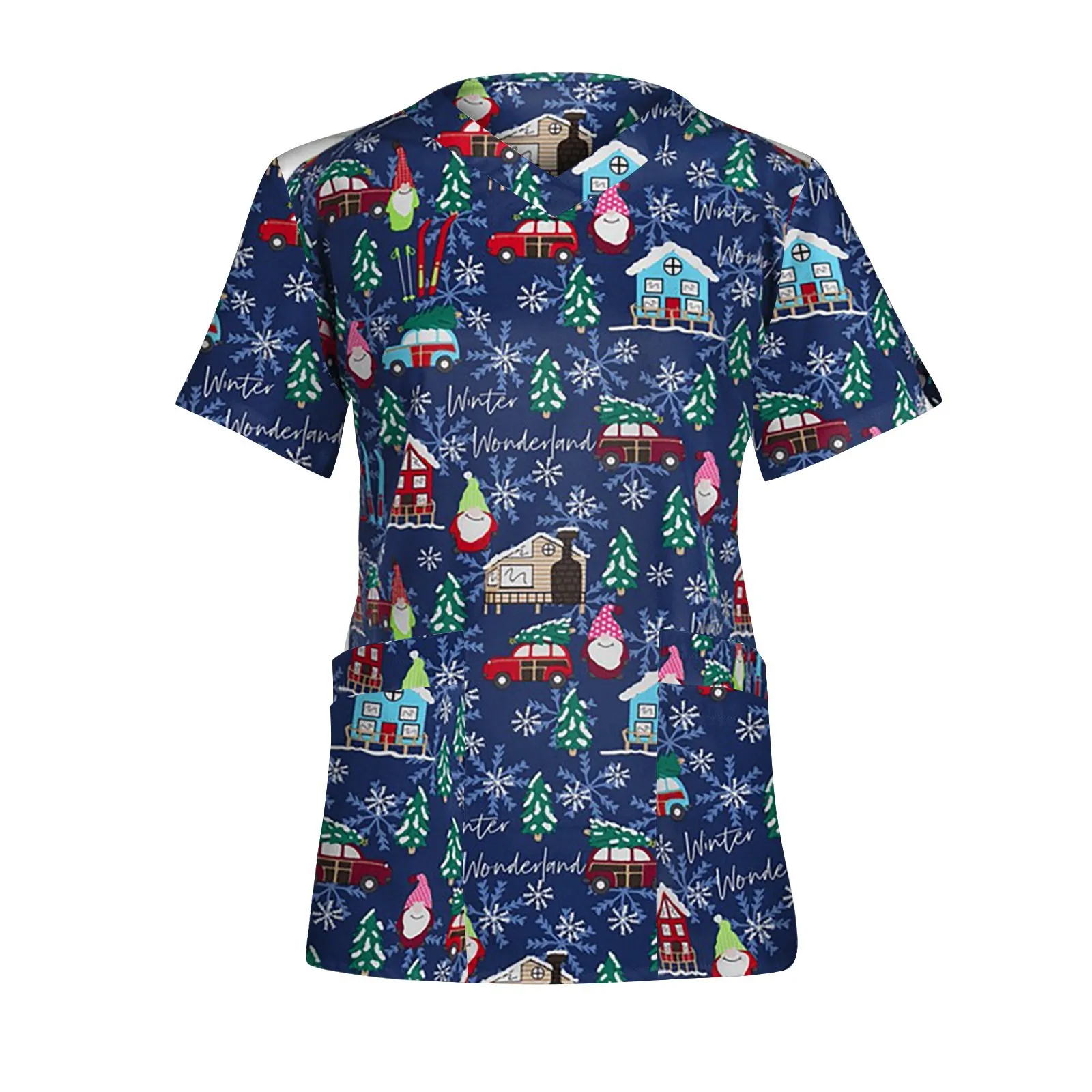2025 European and American women's nursing uniform V-neck short sleeved Christmas themed 3D printed nurse uniform with pockets
2025 European and American women's nursing uniform V-neck short sleeved Christmas themed 3D printed nurse uniform with pockets