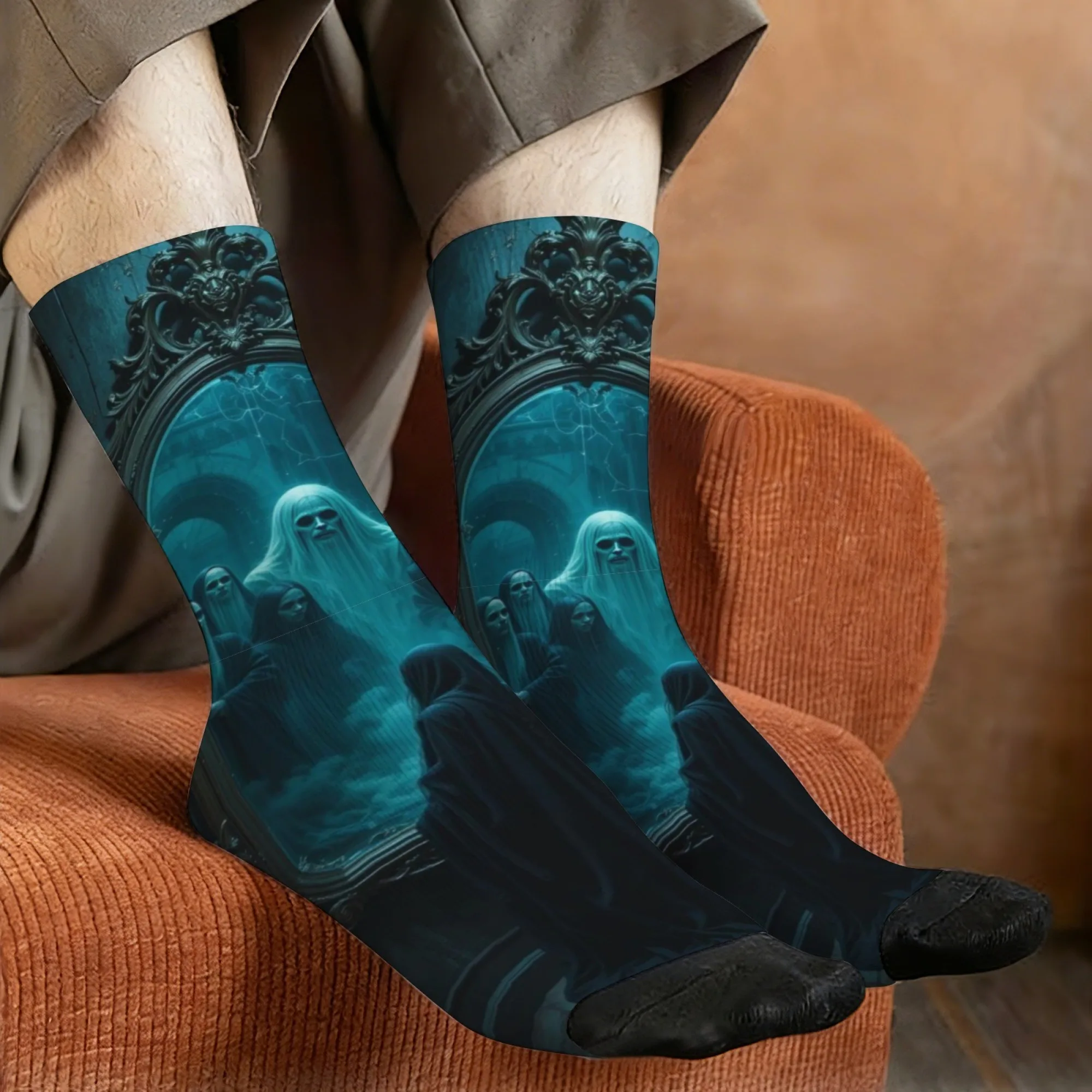 Novel dark gothic style men's socks with a ghostly mirror print comfortable breathable non-slip casual perfect as a party gift
Novel dark gothic style men's socks with a ghostly mirror print comfortable breathable non-slip casual perfect as a party gift