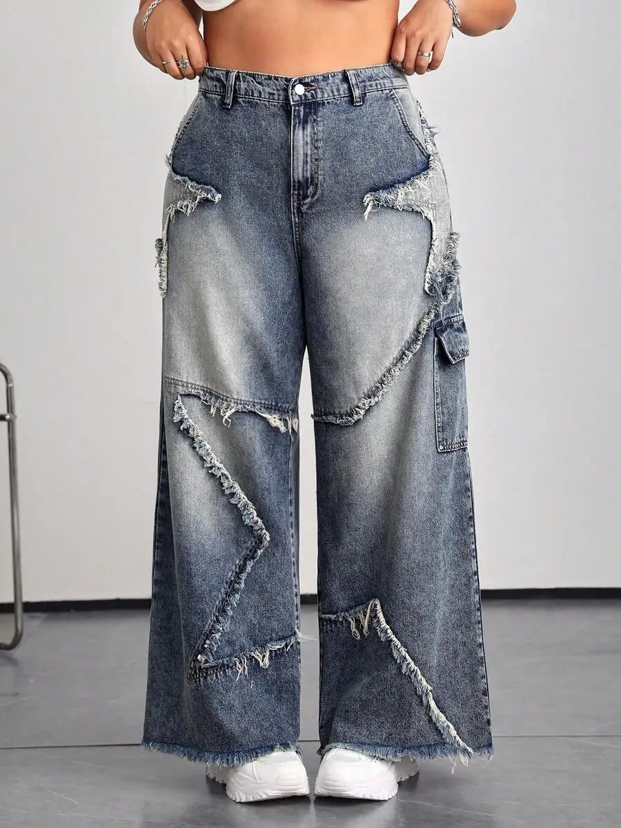 Wide Leg Boyfriend Jeans With Distressed Patches Blue Cargo Style
Wide Leg Boyfriend Jeans With Distressed Patches Blue Cargo Style