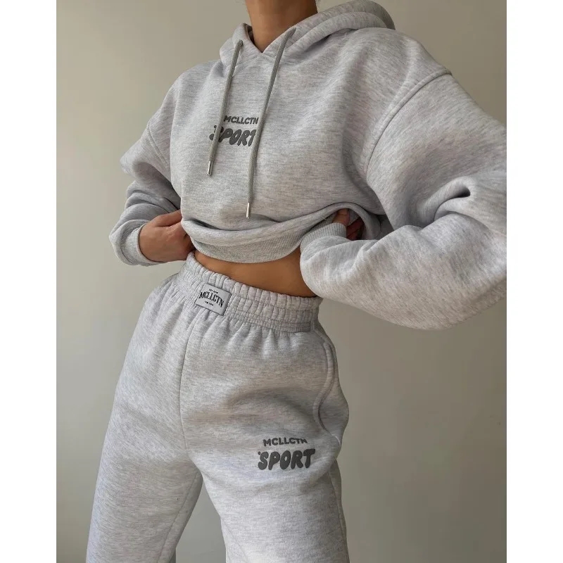 2023 Autumn Winter New Letter Print Loose Sports Suit Women Long Sleeve Hooded Pullover Sweatshirt Elastic High Waist Pants Suit
2023 Autumn Winter New Letter Print Loose Sports Suit Women Long Sleeve Hooded Pullover Sweatshirt Elastic High Waist Pants Suit