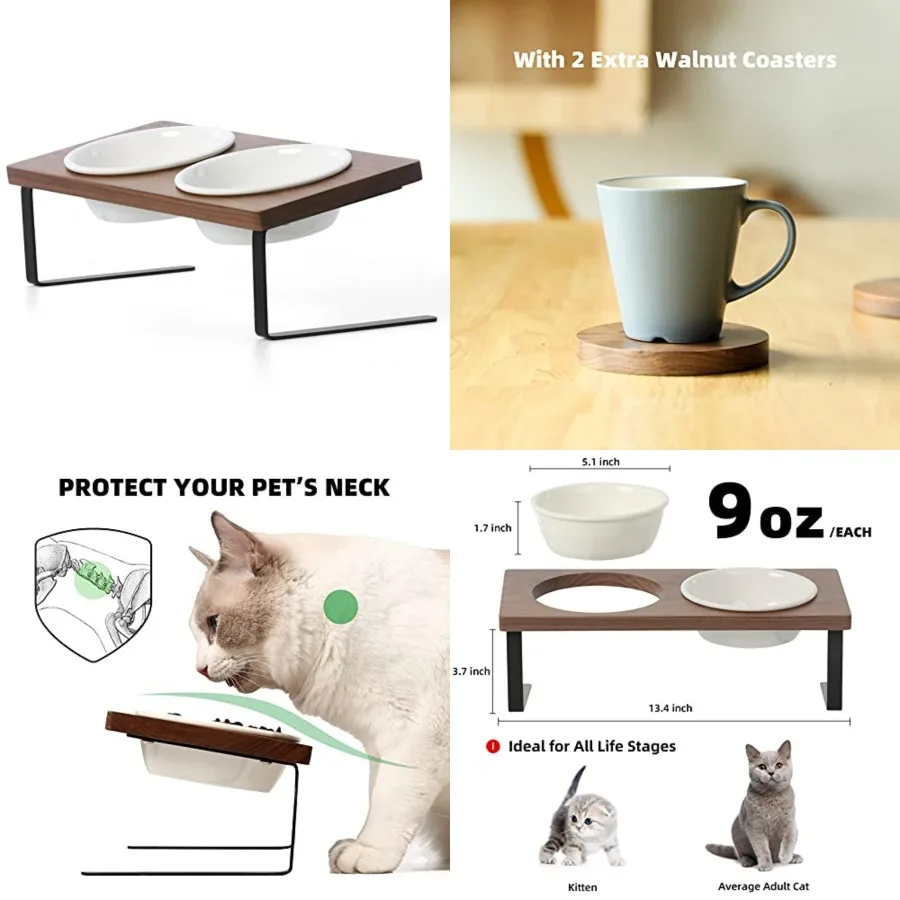 Elevated Cat Ceramic Bowls, Small Dog 15° Raised Food Feeding Dishes, Solid Water Stand Feeder Set for Cats and Puppy
Elevated Cat Ceramic Bowls, Small Dog 15° Raised Food Feeding Dishes, Solid Water Stand Feeder Set for Cats and Puppy