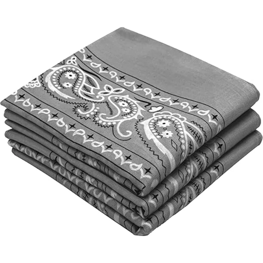 Classic Paisley Bandanas - 3 Pack Gift Set, 100% Cotton, 22x22 Inches, Grey
Classic Paisley Bandanas - 3 Pack Gift Set, 100% Cotton, 22x22 Inches, Grey