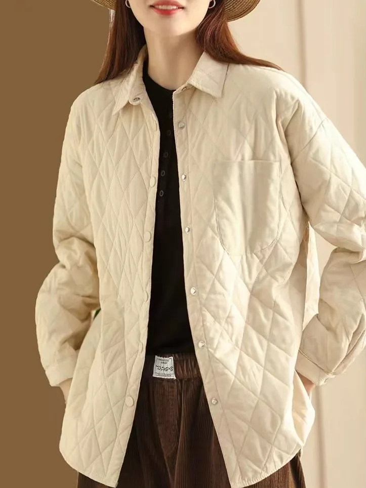 Модная простая осенне-зимняя стеганая хлопковая куртка свободного кроя, легкая хлопковая верхняя одежда для женщин среднего возраста
Модная простая осенне-зимняя стеганая хлопковая куртка свободного кроя, легкая хлопковая верхняя одежда для женщин среднего возраста
