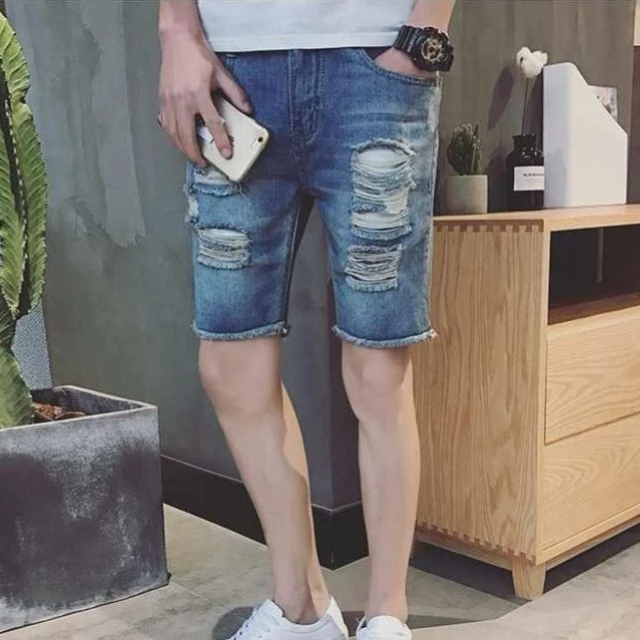 Men's Korean Style Ripped Denim Shorts for Summer Lightweight Comfortable Loose Fit Distressed Mid-length Casual Trendy Fashion
Men's Korean Style Ripped Denim Shorts for Summer Lightweight Comfortable Loose Fit Distressed Mid-length Casual Trendy Fashion