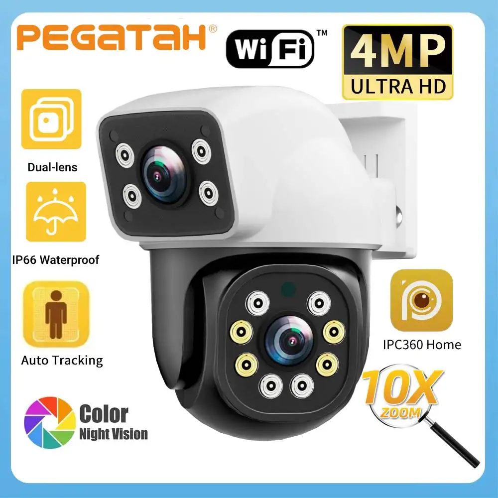 PEGATAH 4MP 10X Zoom PTZ Outdoor Dual Lens WiFi Camera Automatic Tracking Audible Visual Alarm Two Way IP66 Security Camera
PEGATAH 4MP 10X Zoom PTZ Outdoor Dual Lens WiFi Camera Automatic Tracking Audible Visual Alarm Two Way IP66 Security Camera