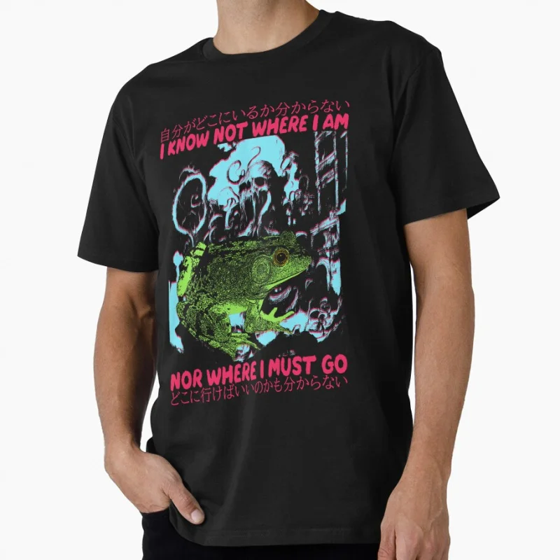 I Know Not Where I Am Frog Japanese eldritch horror gift T shirt for men Large size Tops S-6XL 100% cotton tee
I Know Not Where I Am Frog Japanese eldritch horror gift T shirt for men Large size Tops S-6XL 100% cotton tee