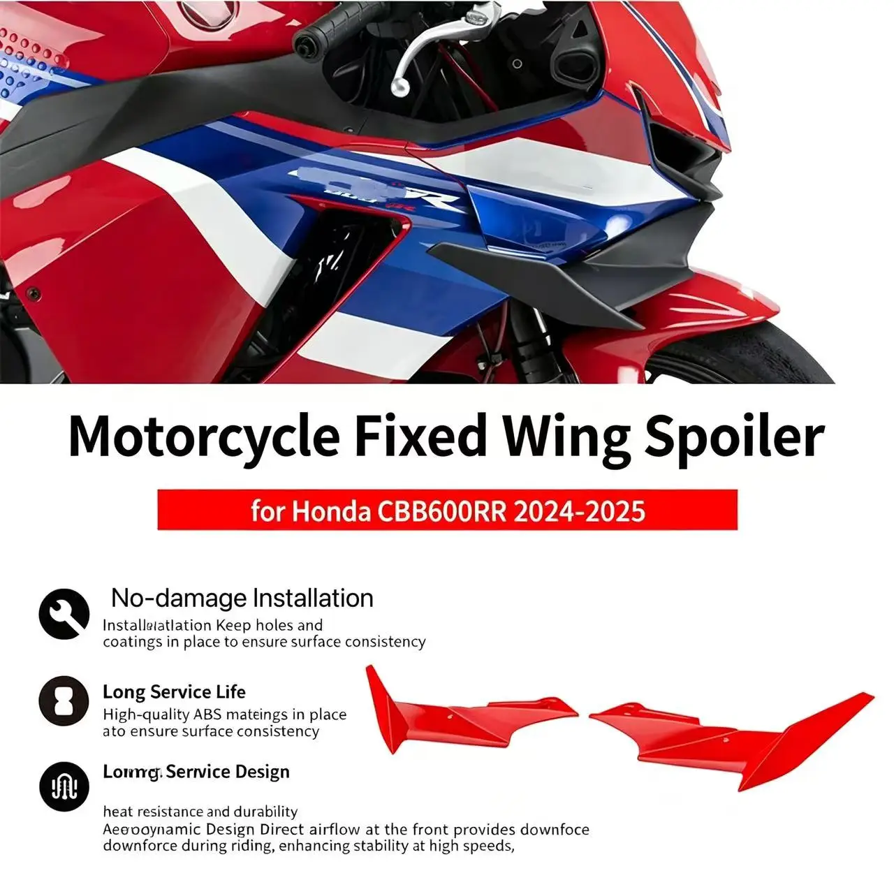 Suitable for HONDA CBR600RR. Modified fixed airfoil. 2024, 2025 lower lip diffuser. Air spoiler.
Suitable for HONDA CBR600RR. Modified fixed airfoil. 2024, 2025 lower lip diffuser. Air spoiler.
