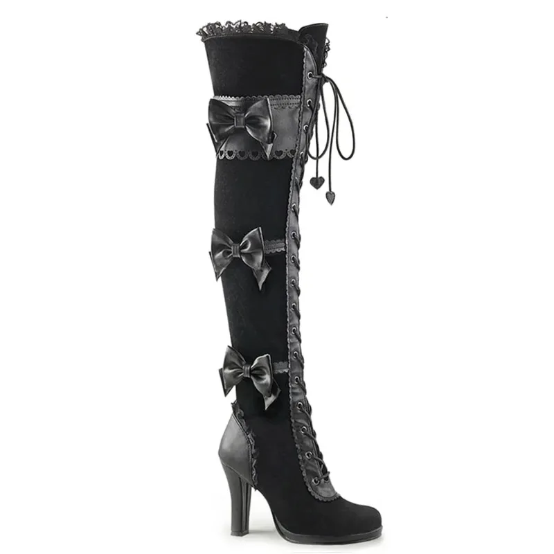 2025 Big Size 43 Women's Black Goth Over knee Boots Lace Up Retro Gothic Black High Heels Boots Vampire witch Cosplay Shoes Bow
2025 Big Size 43 Women's Black Goth Over knee Boots Lace Up Retro Gothic Black High Heels Boots Vampire witch Cosplay Shoes Bow