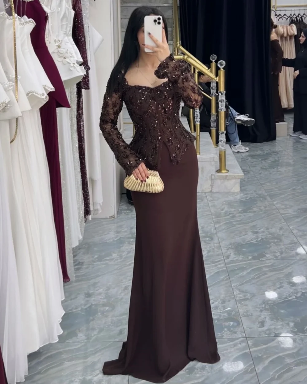 Customized Sparkle Classic Women Jersey Beading Sequined A-Line Evening Dress Modern Style Square Neck Long Sleeves Prom Dresses
Customized Sparkle Classic Women Jersey Beading Sequined A-Line Evening Dress Modern Style Square Neck Long Sleeves Prom Dresses