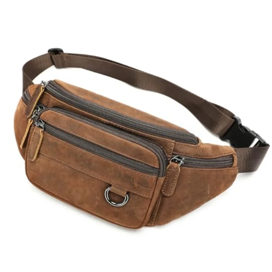 Genuine Leather Fanny Pack HandMade Durable cowhide Waist Bag Lots of Anti-theft zipper pocket Brown
Genuine Leather Fanny Pack HandMade Durable cowhide Waist Bag Lots of Anti-theft zipper pocket Brown