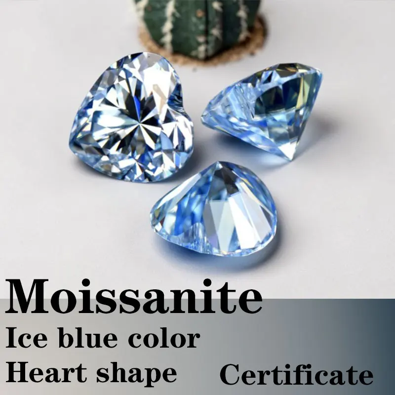 Moissanite VVS1 Artificial Stone Ice Blue Color Heart Cut with Certificate Unnatural
Moissanite VVS1 Artificial Stone Ice Blue Color Heart Cut with Certificate Unnatural