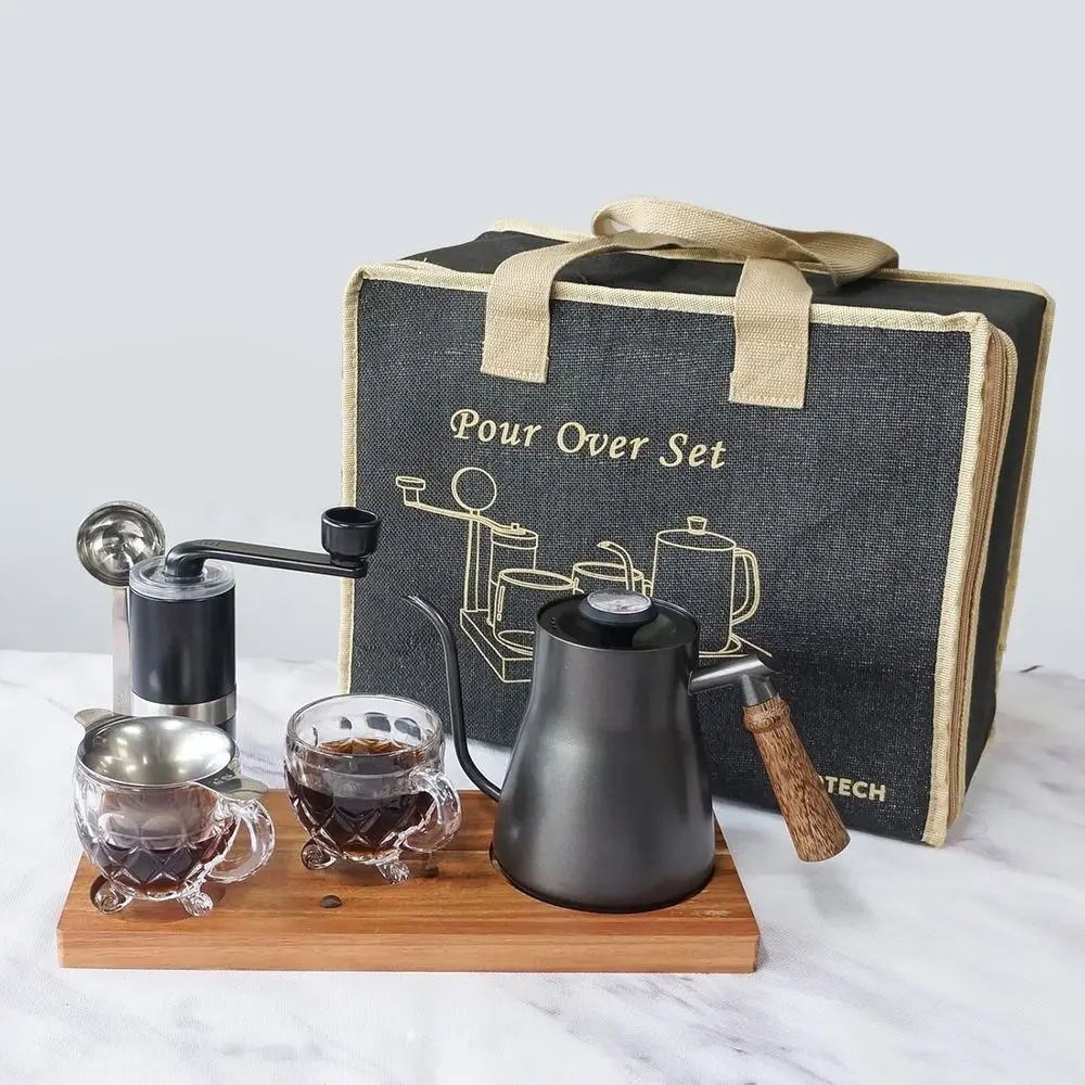 Coffee Maker Set Tea Set And Tray, Manual Grinder, Stainless Steel Scoop & 2 Glass Cups and Wooden Tray
Coffee Maker Set Tea Set And Tray, Manual Grinder, Stainless Steel Scoop & 2 Glass Cups and Wooden Tray