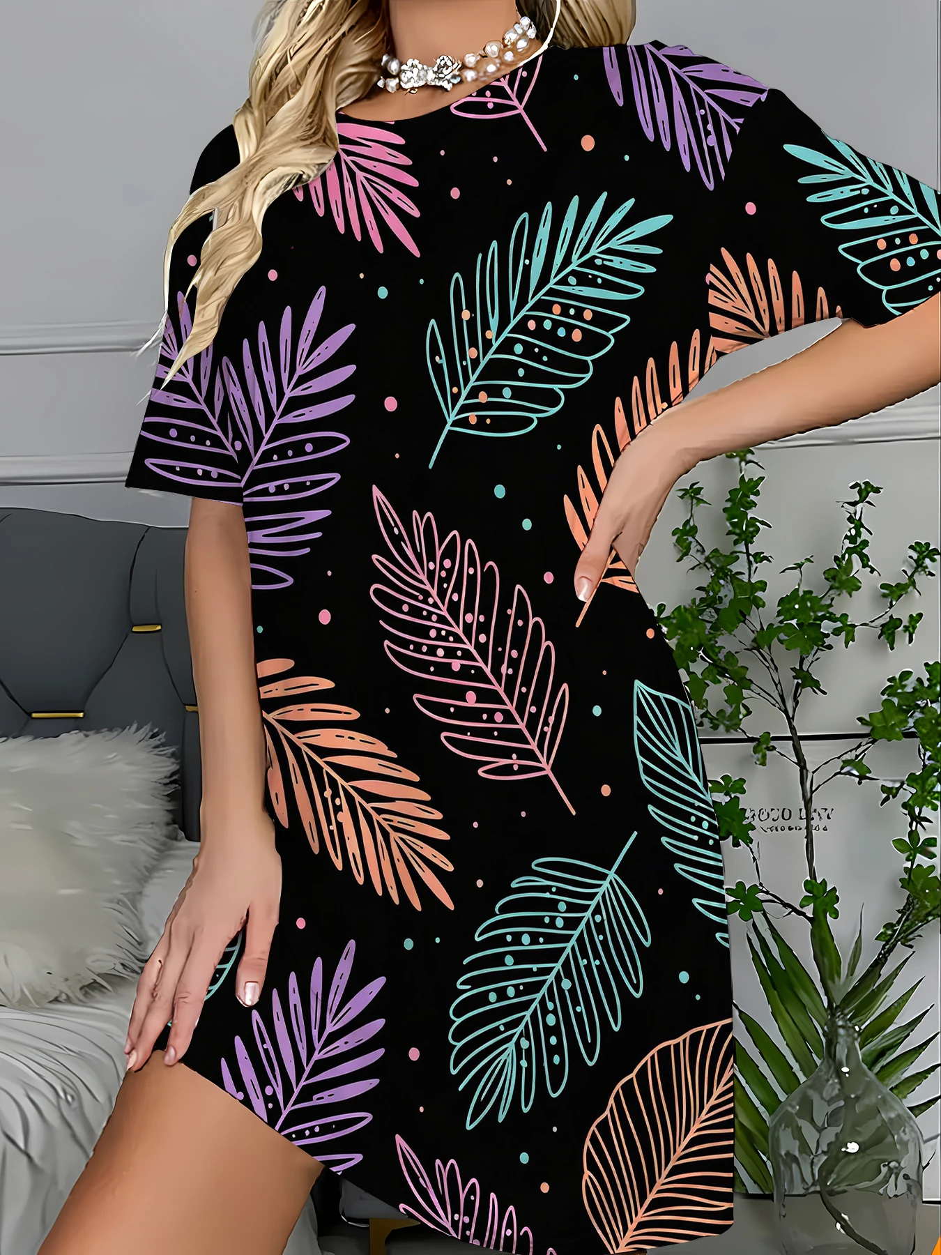 Oversized Sleep T-Shirt Dress Women All-Over Print Knit Homewear Nightgown
Oversized Sleep T-Shirt Dress Women All-Over Print Knit Homewear Nightgown