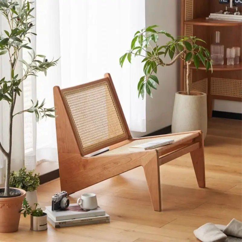 Japanese-style solid wood kangaroo rattan chair, lazy sofa chair, wabi-sabi retro style, home Nordic, balcony leisure chair 
Japanese-style solid wood kangaroo rattan chair, lazy sofa chair, wabi-sabi retro style, home Nordic, balcony leisure chair