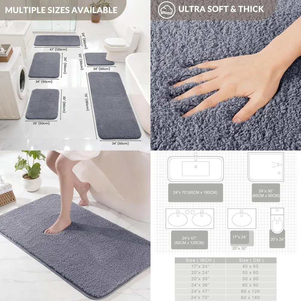 24x47 Soft Non-Slip Microfiber Bath Rugs, Quick Drying, Machine Washable for Bathroom & Shower, Solid Grey Home Decor
24x47 Soft Non-Slip Microfiber Bath Rugs, Quick Drying, Machine Washable for Bathroom & Shower, Solid Grey Home Decor