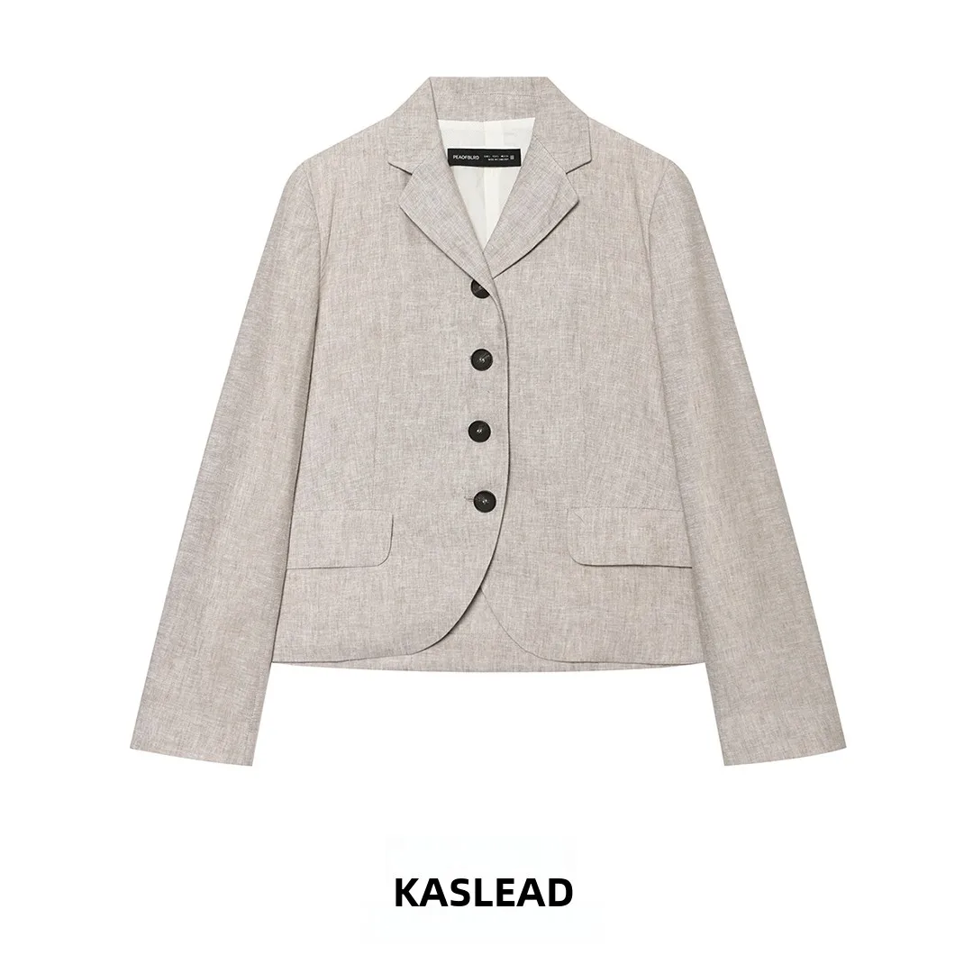 KASLEAD New Women's Fashionable Straight Leg Suit Jacket Mixed Fiber Short Coat Long Sleeve Button Closure Summer 2026
KASLEAD New Women's Fashionable Straight Leg Suit Jacket Mixed Fiber Short Coat Long Sleeve Button Closure Summer 2026