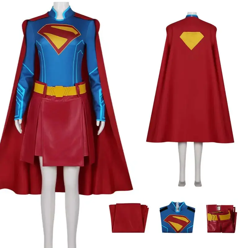 Women Super Girl Superhero Season Costume Cosplay Superwoman Jumpsuit Halloween Costumes Blue Bodysuit and Red Cape Set
Women Super Girl Superhero Season Costume Cosplay Superwoman Jumpsuit Halloween Costumes Blue Bodysuit and Red Cape Set