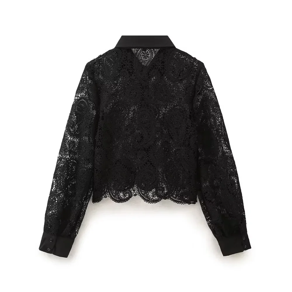 Lace Blouses For Women Elegant Office White Shirt Long Sleeve Button Turn-down Collar Sexy Hollow Tops Fashion Women's Clothing
Lace Blouses For Women Elegant Office White Shirt Long Sleeve Button Turn-down Collar Sexy Hollow Tops Fashion Women's Clothing