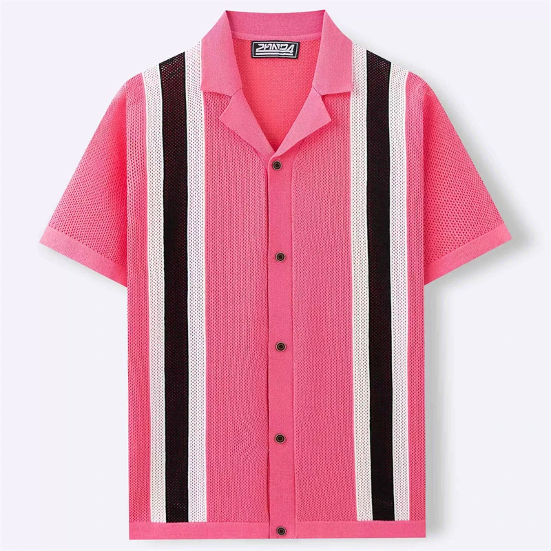 Knitwear Casual Shirts For Men Short Sleeve Cuban Collar Striped Summer New Quality Viscose Elastic Breathable Camisas De Hombre
Knitwear Casual Shirts For Men Short Sleeve Cuban Collar Striped Summer New Quality Viscose Elastic Breathable Camisas De Hombre