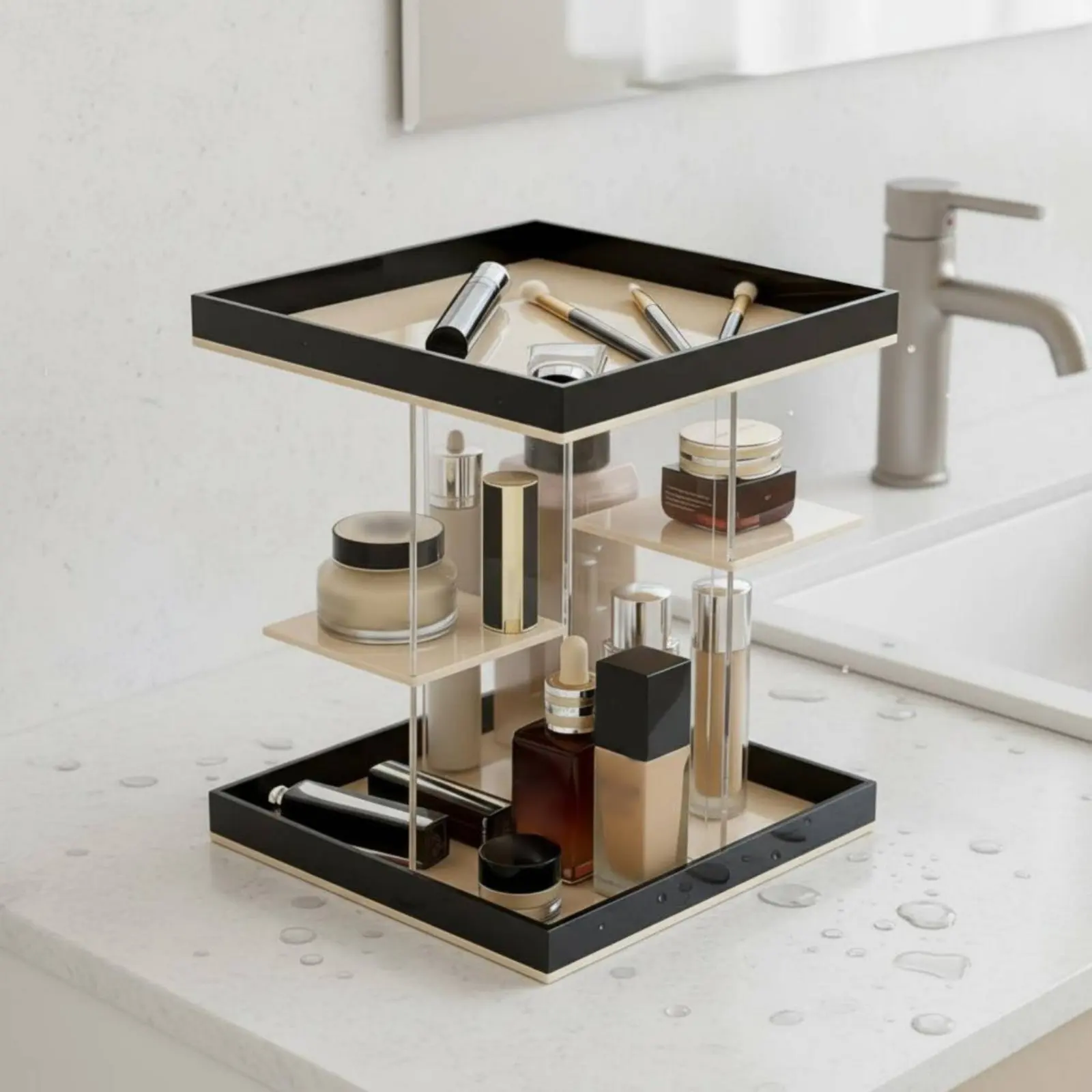 Rotating Makeup Organizer Space-Saving Rotating Cosmetic Tray Makeup Storage Stand Multi-Tier Design Acrylic Jewelry Tray
Rotating Makeup Organizer Space-Saving Rotating Cosmetic Tray Makeup Storage Stand Multi-Tier Design Acrylic Jewelry Tray