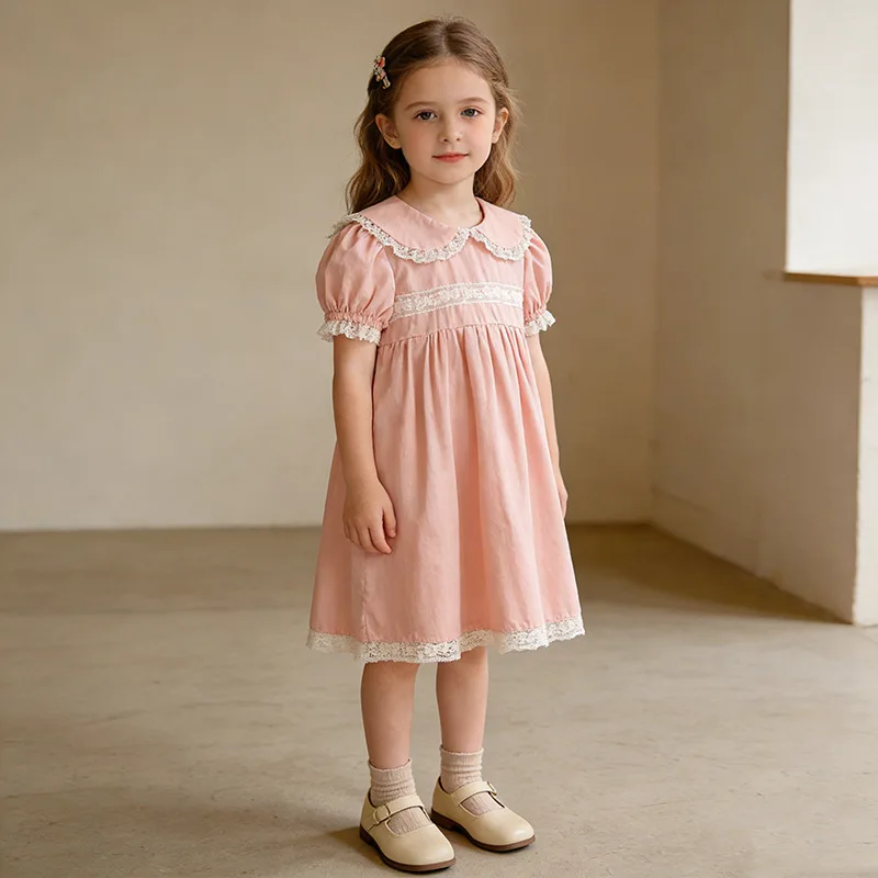HOT Girls' Pink Lace Trim Short Sleeve Princess Dress Summer New Style Korean Sweet Style Dress for Girls Children's Clothing
HOT Girls' Pink Lace Trim Short Sleeve Princess Dress Summer New Style Korean Sweet Style Dress for Girls Children's Clothing
