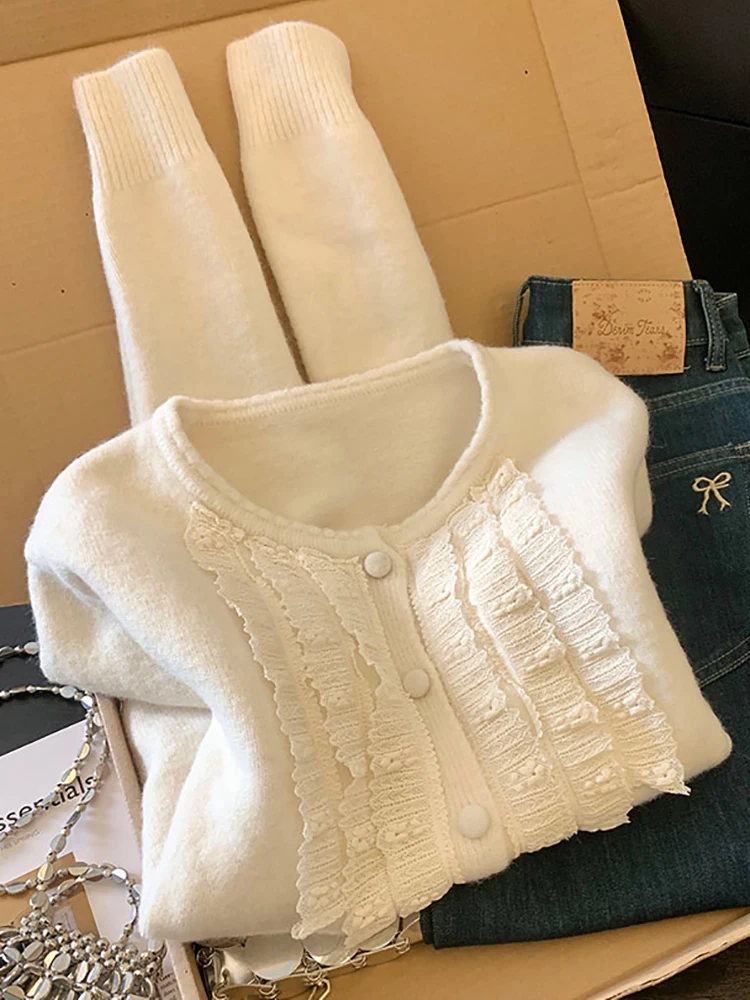 Рекомендуемый кардиган Chao Level для женщин, вязаный, с кружевом, нежный, весенний, 2026, мягкий, во французском стиле, длинный свитер
Рекомендуемый кардиган Chao Level для женщин, вязаный, с кружевом, нежный, весенний, 2026, мягкий, во французском стиле, длинный свитер