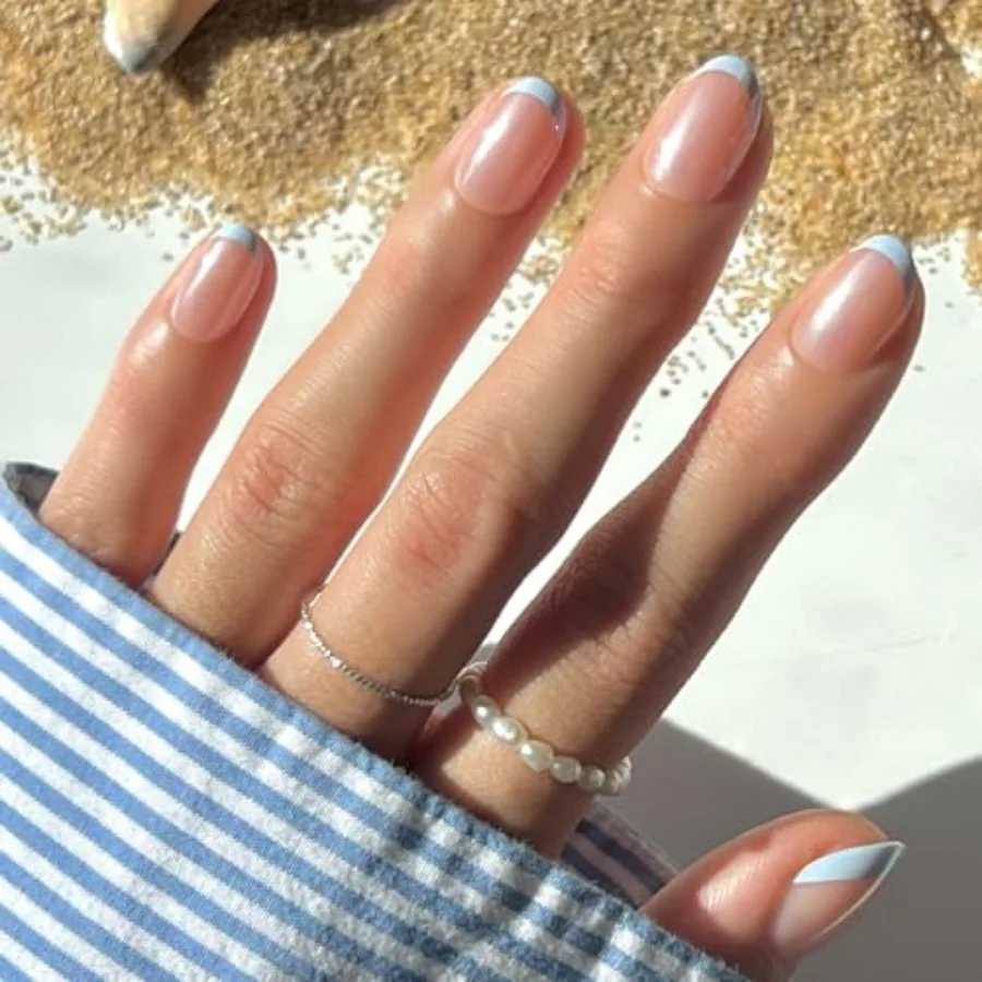 Press On Nails - Into Blue Glazed Short Oval Fake Nails with Periwinkle French Tips, Salon Quality Summer Nails 5 Sizes - 30 Na
Press On Nails - Into Blue Glazed Short Oval Fake Nails with Periwinkle French Tips, Salon Quality Summer Nails 5 Sizes - 30 Na