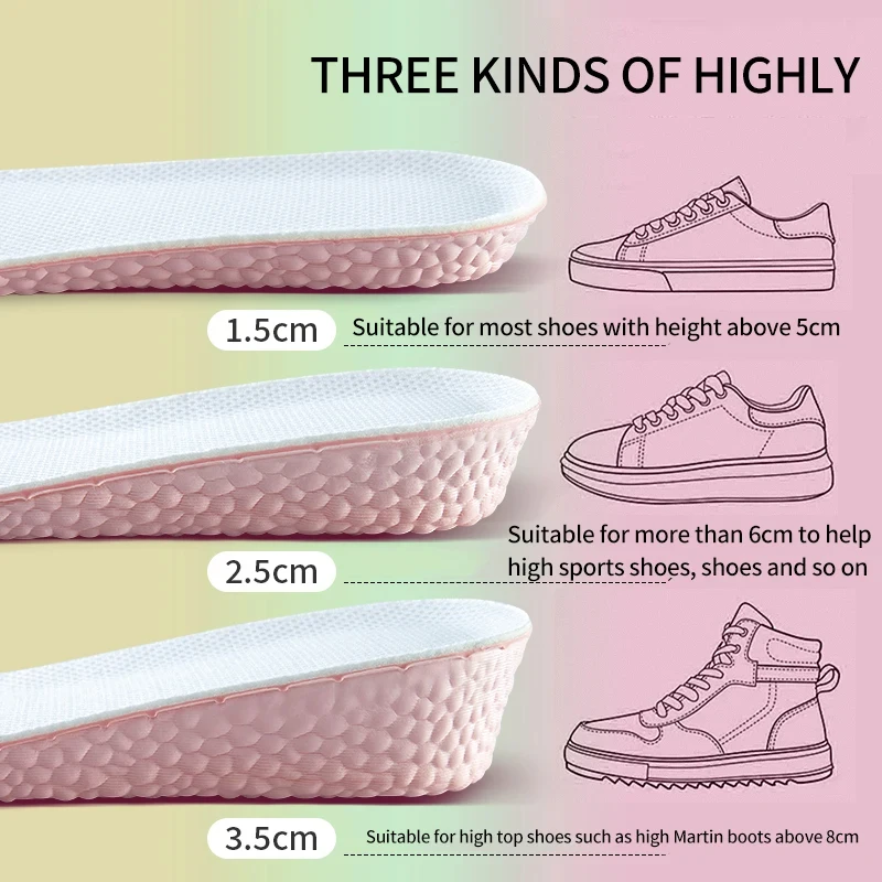 1Pair Height Increase Insoles Pink Women EVA Sports Shock Absorption Shoes Insole for Feet Arch Support Orthopedic Shoe Pads
1Pair Height Increase Insoles Pink Women EVA Sports Shock Absorption Shoes Insole for Feet Arch Support Orthopedic Shoe Pads