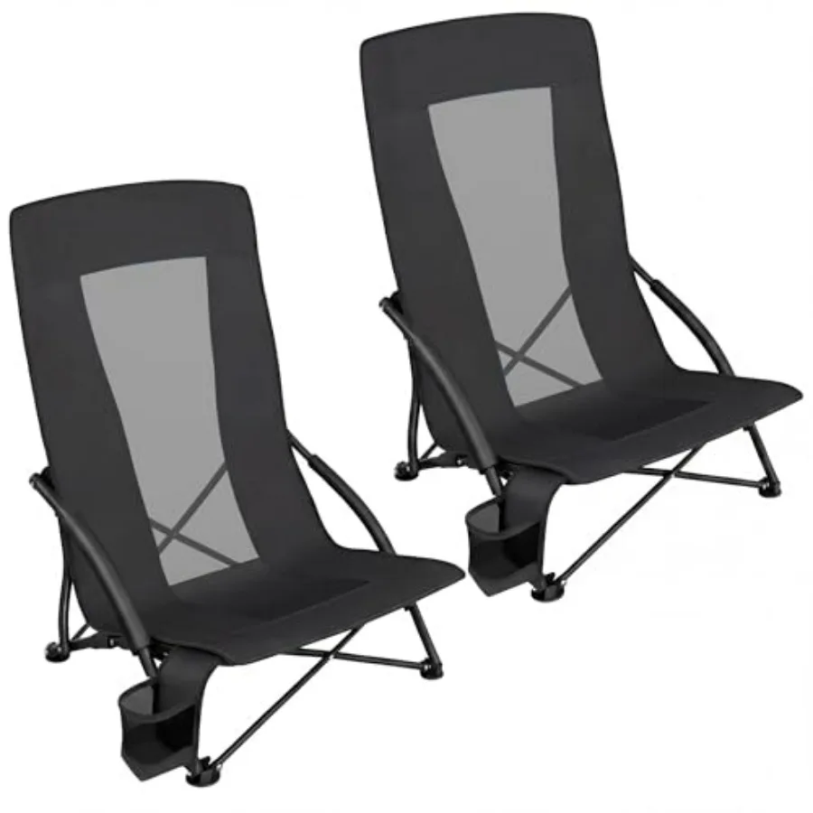 Portable beach chairs for adults: black, heavy-duty polyester fabric, high backrest with cup holder, lightweight yet supports 3
Portable beach chairs for adults: black, heavy-duty polyester fabric, high backrest with cup holder, lightweight yet supports 3