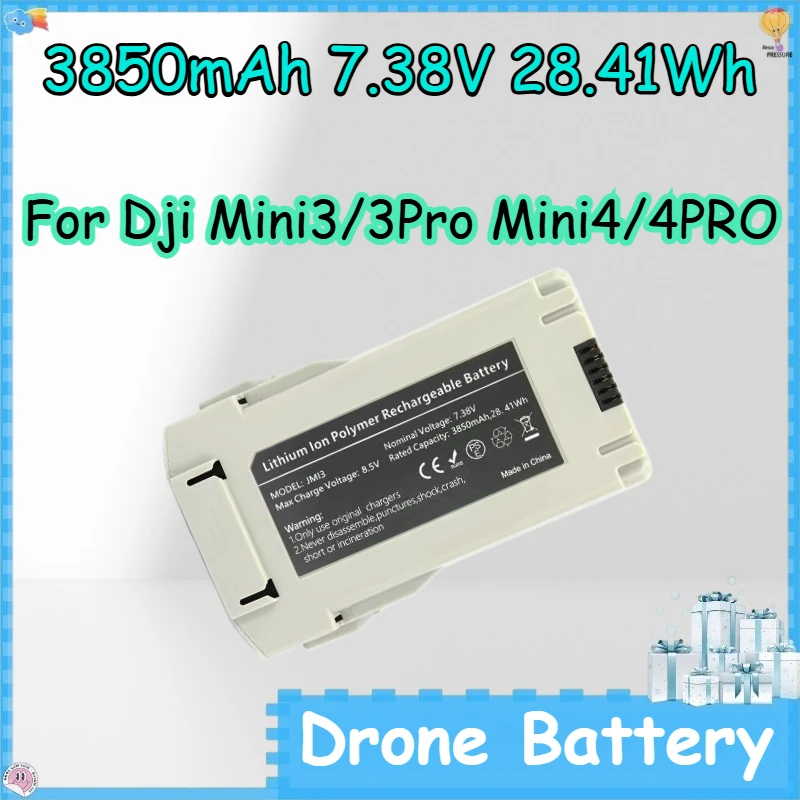 3850mAh 7.38V 28.41Wh Drone Battery for Dji Mini3/3Pro Mini4/4PRO Replace Rechargeable Battery
3850mAh 7.38V 28.41Wh Drone Battery for Dji Mini3/3Pro Mini4/4PRO Replace Rechargeable Battery